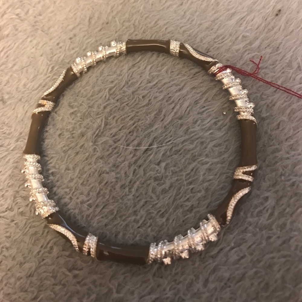 Brown and silver bangle bracelet