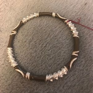 Brown and silver bangle bracelet
