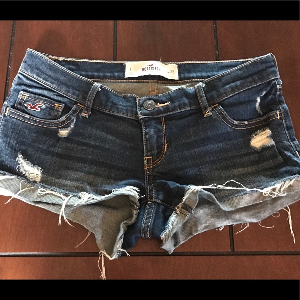 Hollister distressed mini shorts.