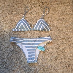 Cupshe swimsuit. Blue and white stripes.