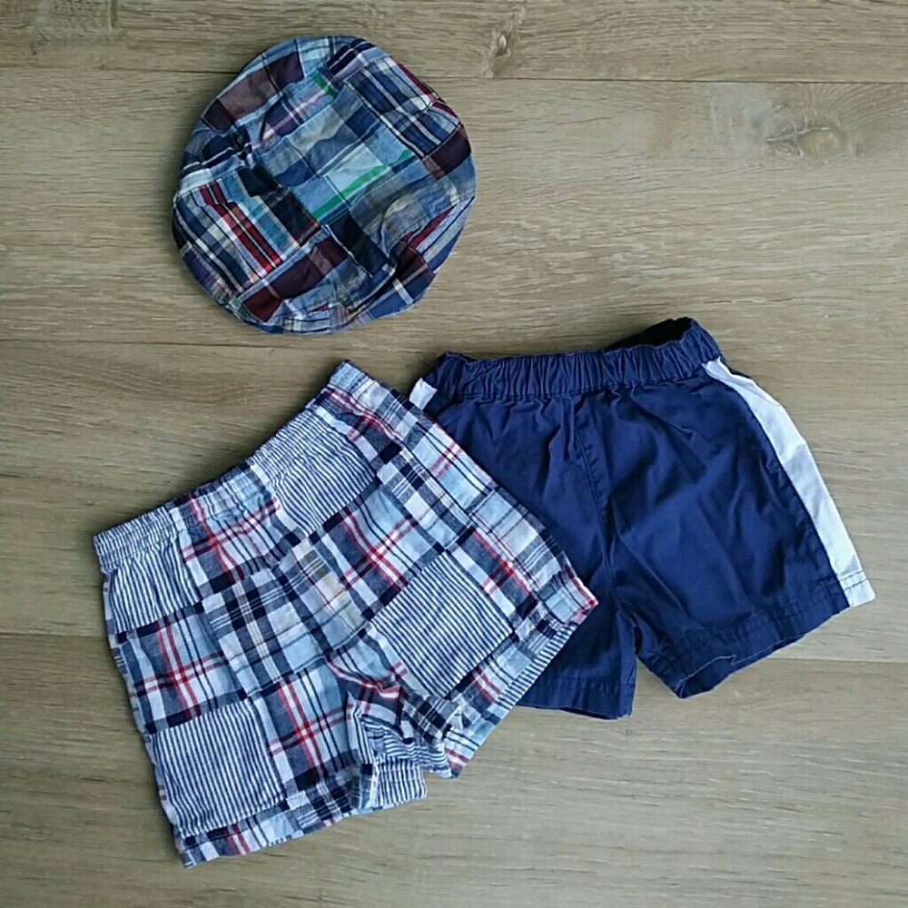 2 pair baby boys shorts & cap