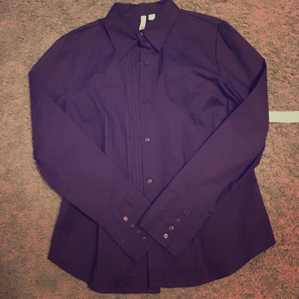 Women's St. John's Bay Deep Plum Button Up Shirt