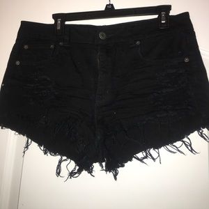 Ripped black shorts (: