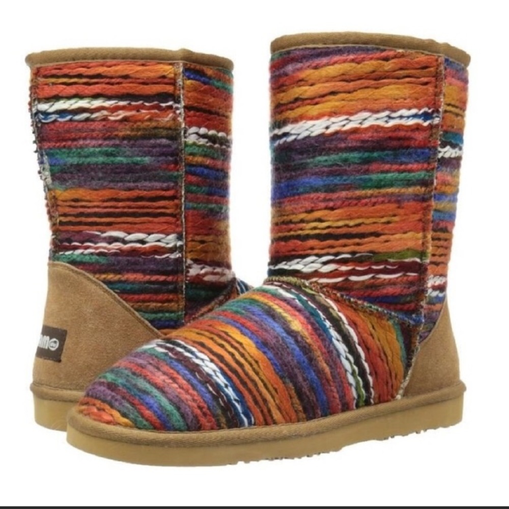 LAMO "Juarez" sheepskin multicolor woven booties
