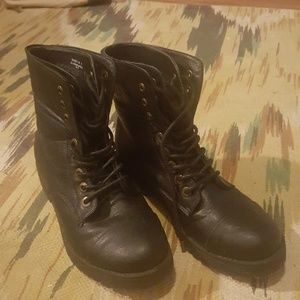 Black vegan combat boots