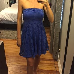 Blue Strapless Express dress/sundress