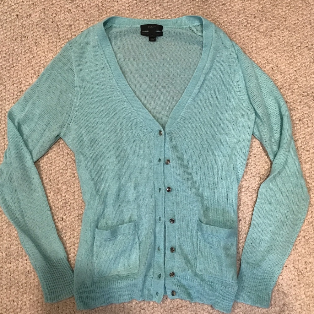 J. Crew Blue Italian-Spun Alpaca Blend Cardigan