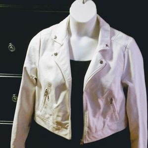 White Faux Leather Moto Jacket