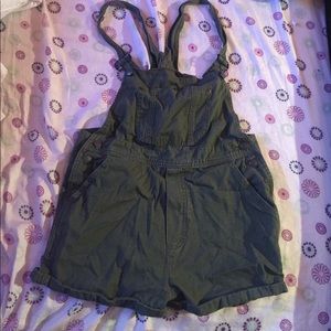 Brandy Melville olive green shorts overalls