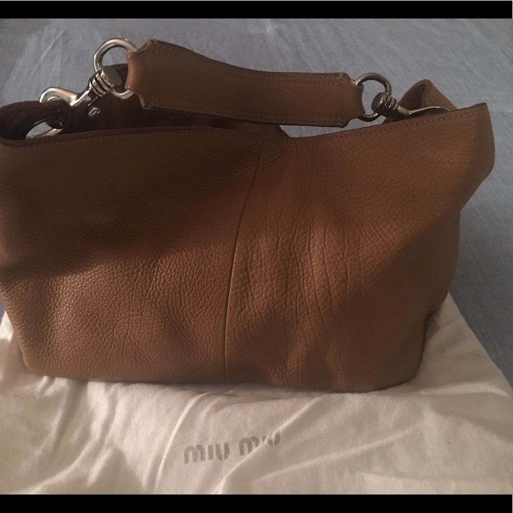 Miu Miu Handbag Tan and Silver Accessories.