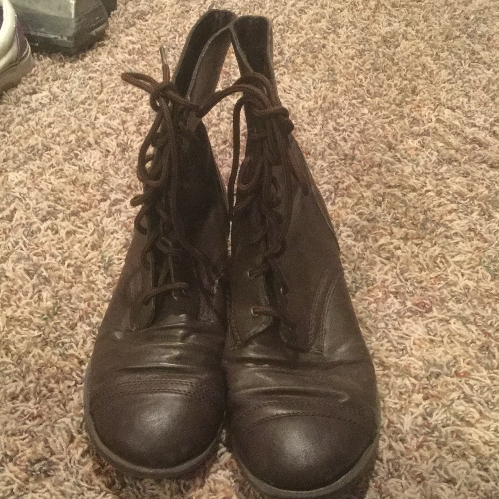 Brown combat boots