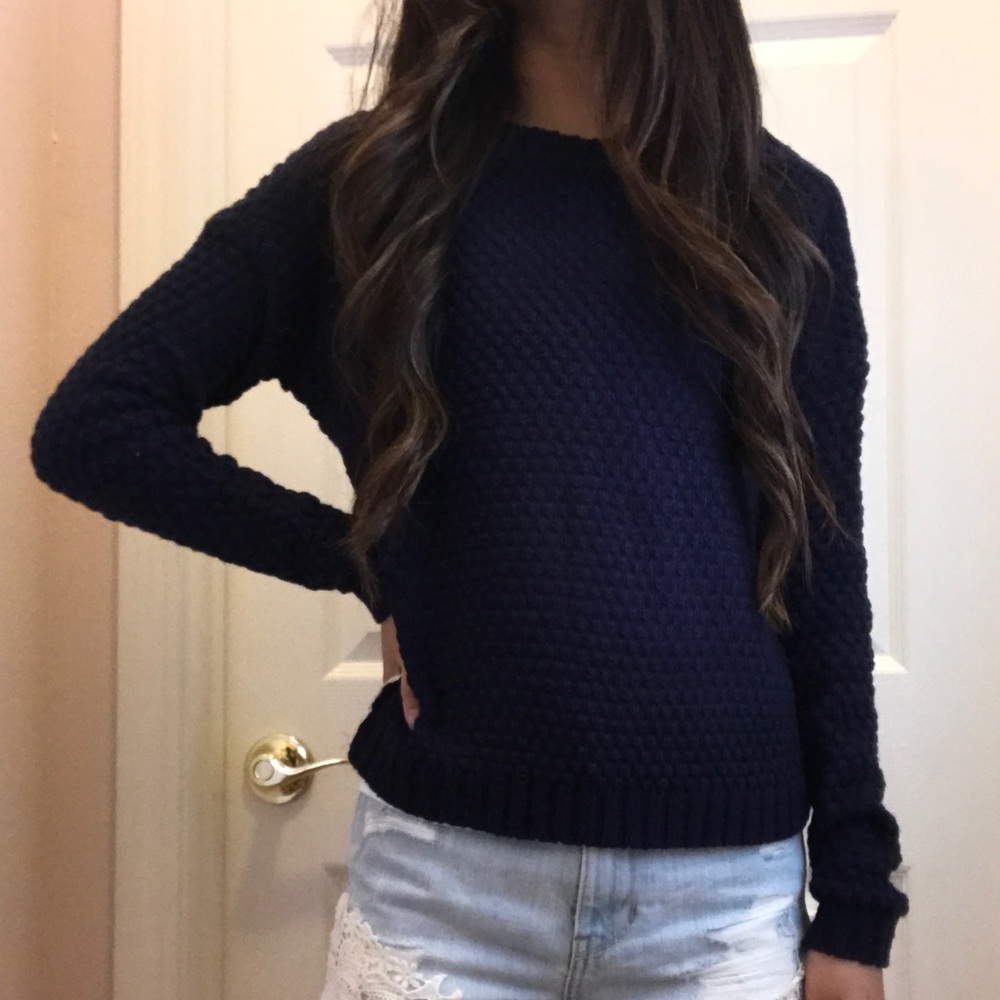 Navy Blue Lace Sweater