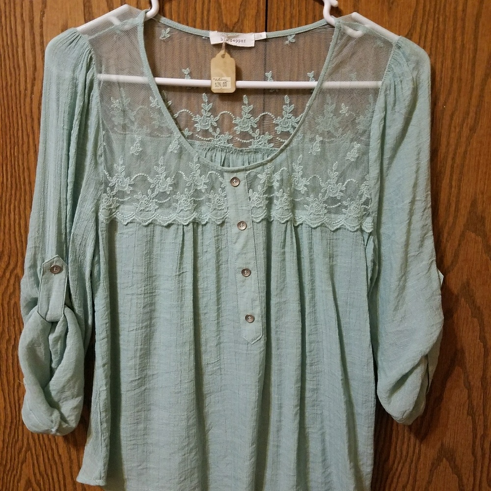 Minty Green Lacy Blouse