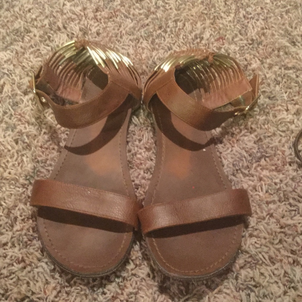Brown and gold sandals