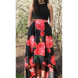 Betsy and Adam Mock Two Piece Prom Dress
