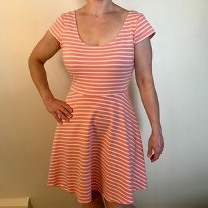 Stretch Jersey Fit & Flare Striped Dress