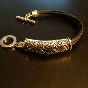 RLL silver and cord bracelet