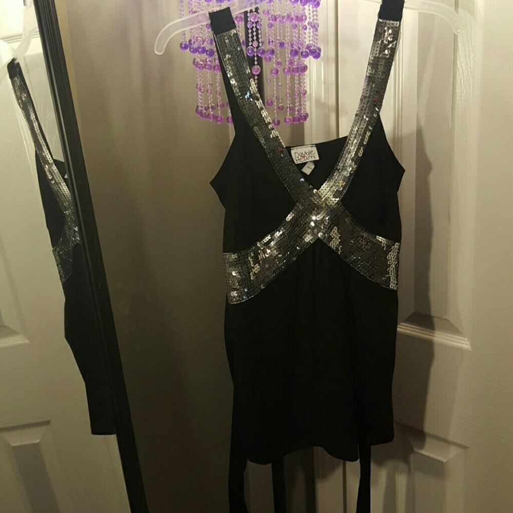 Double hearts Black date night top