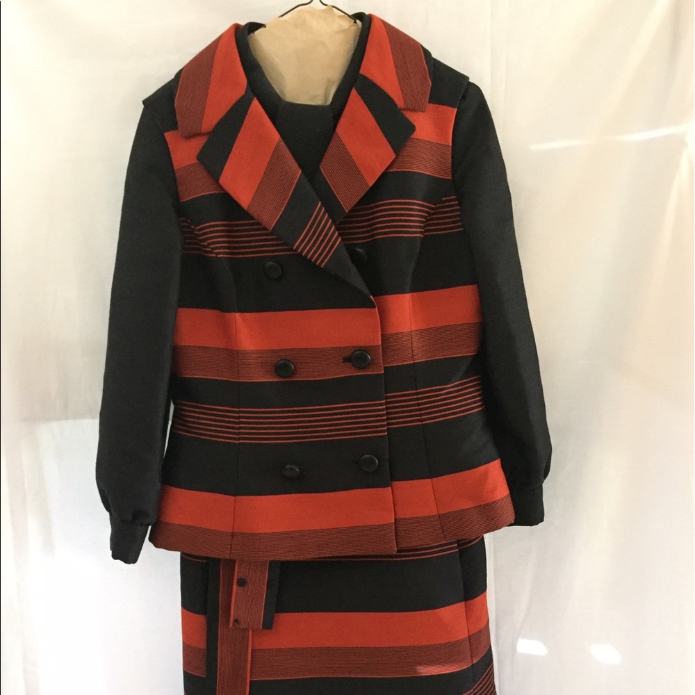 Lillie Rubin Woman's Suit Sz 12 Orange Brown Vtg