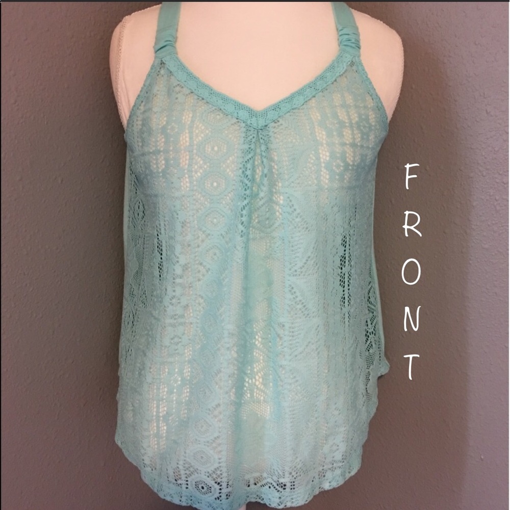 👚NOBO mint sheer tank top•Size Med(7-9)👚