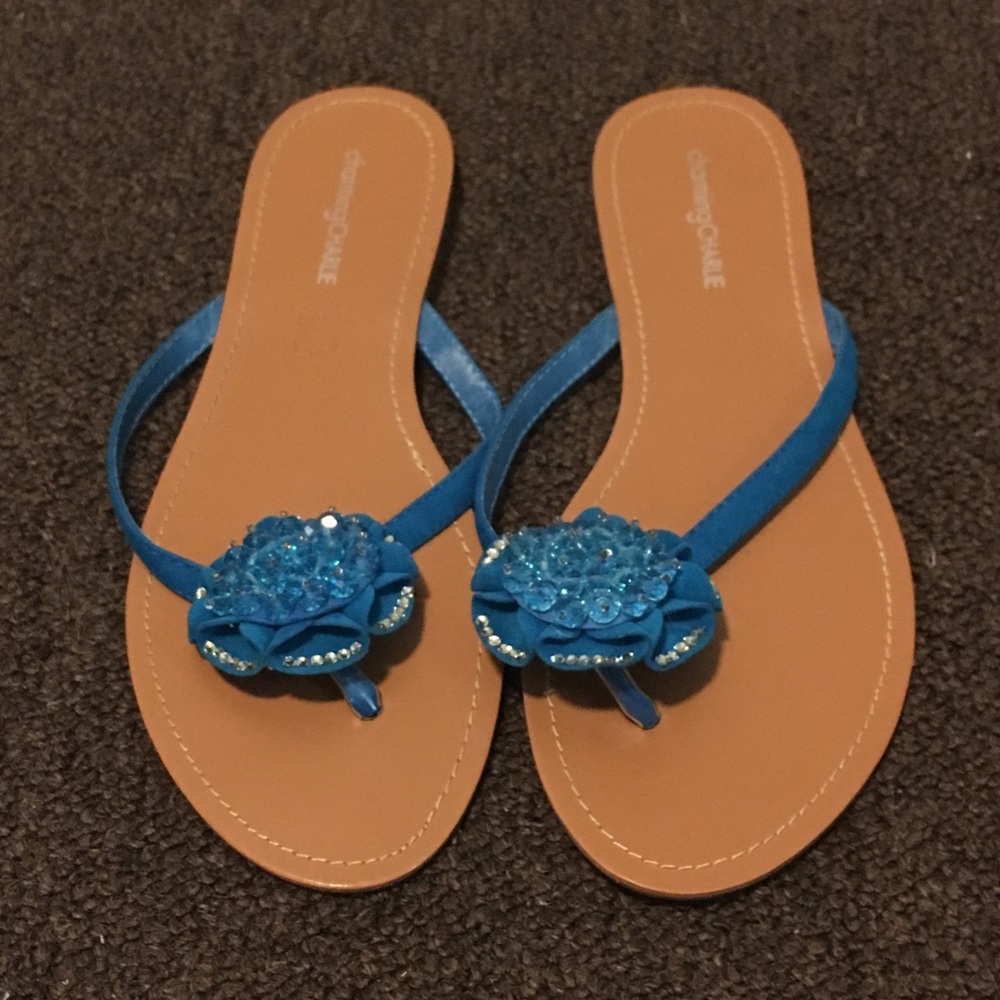 Charming Charlie's Blue Flower Sandals