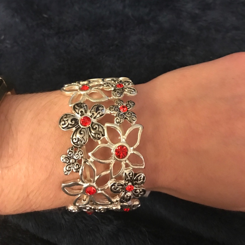 Silver and red bracelet