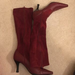 Red suede boots