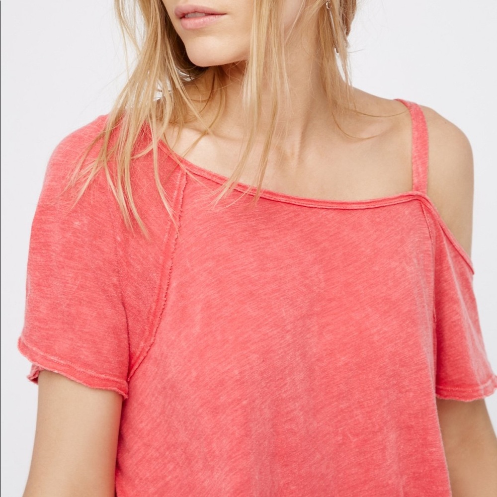FREE PEOPLE RED CORALINE TEE - Picture 3 of 7