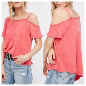 FREE PEOPLE RED CORALINE TEE