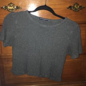 brandy grey ribbed crop top
