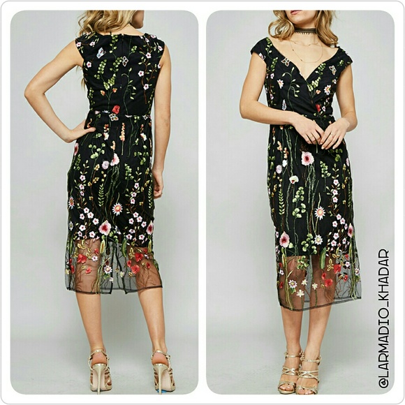 Embroidered Mesh Dress - Picture 3 of 6