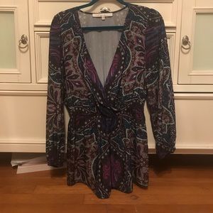 Multi patterned long sleeve Romper