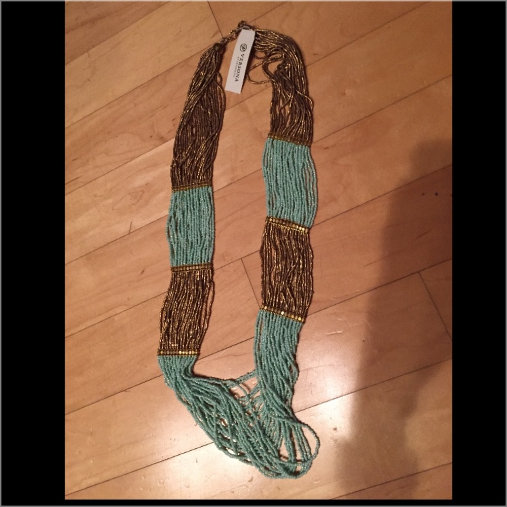 NWT Versona turquoise & gold Aztec necklace
