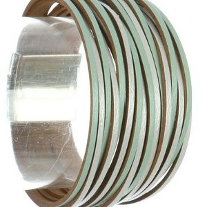 Mint and White leather cuff