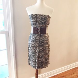 MICHAEL KORS Strapless Belted Dress