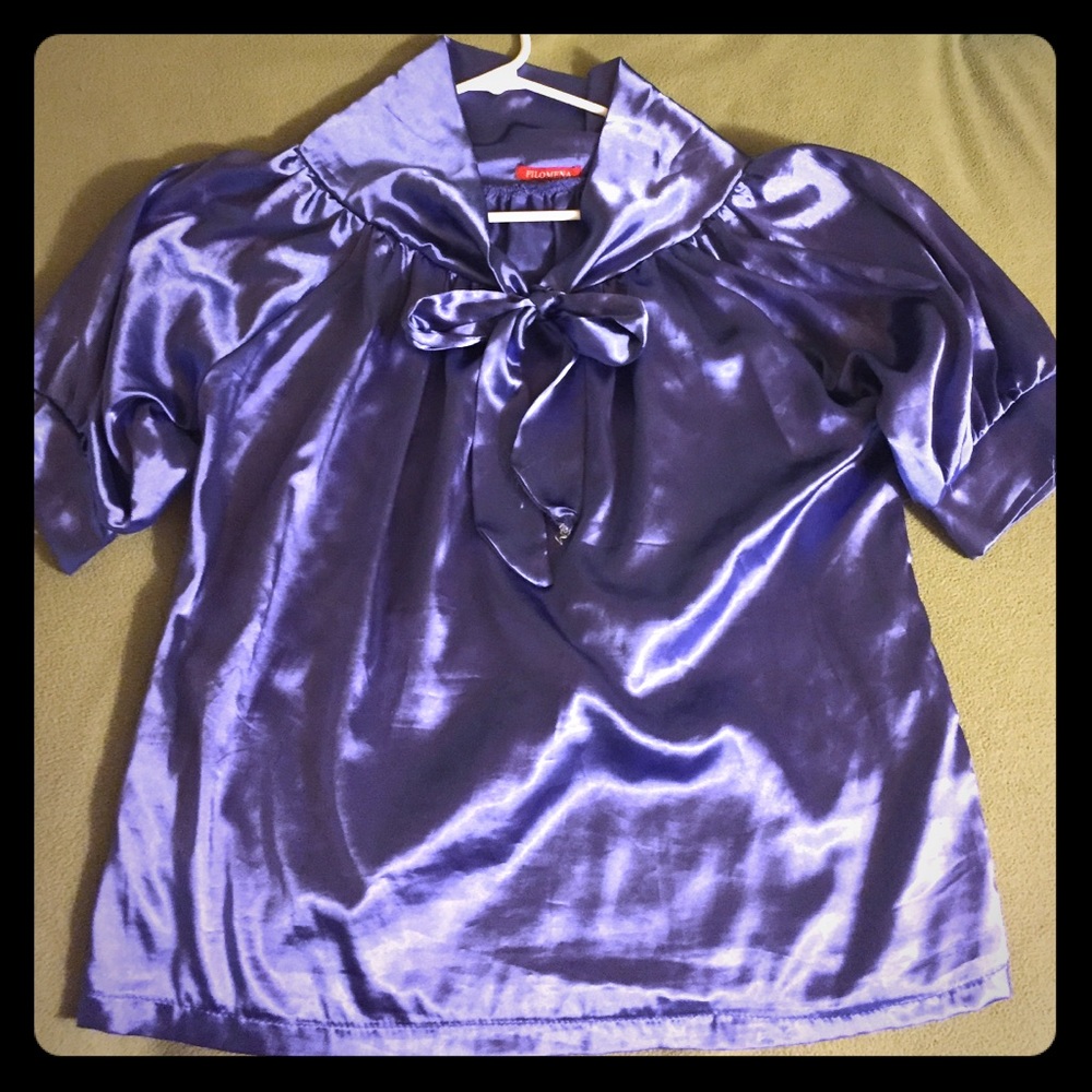 Beautiful Purple Blue Satin Blouse