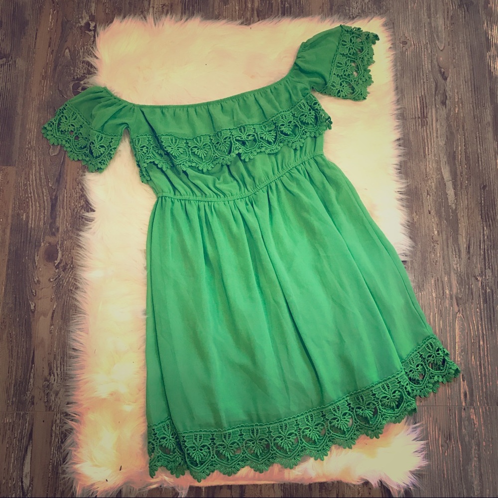 Green Off the Shoulder Dress