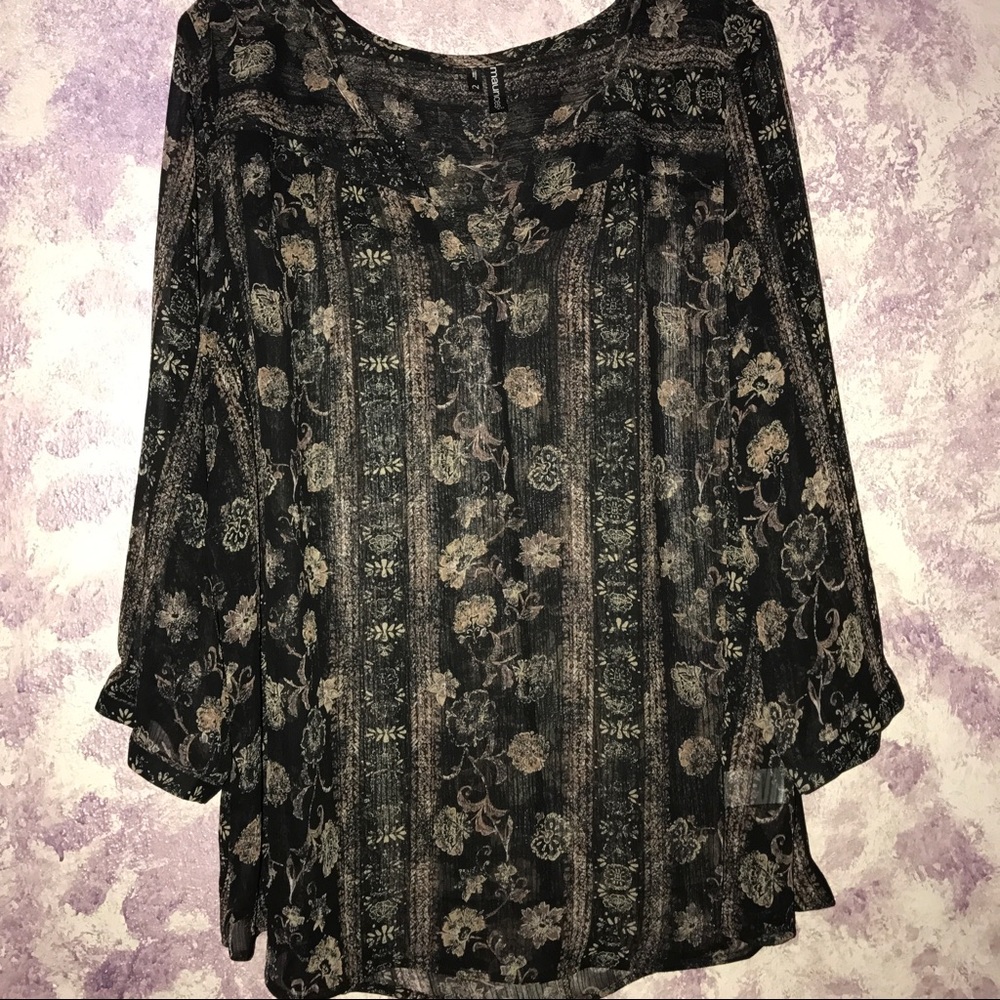 WORN ONCE. Sheer 3/4 length top.