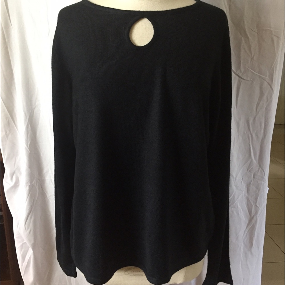 Designers Original Black Scoop Keyhole Sweater