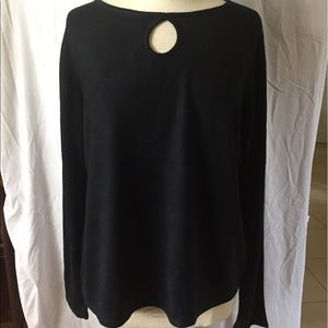 Designers Original Black Scoop Keyhole Sweater