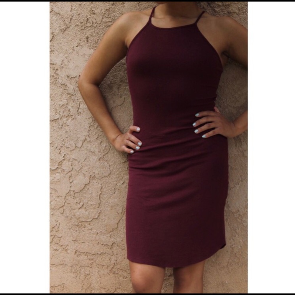 Maroon Midi Dress