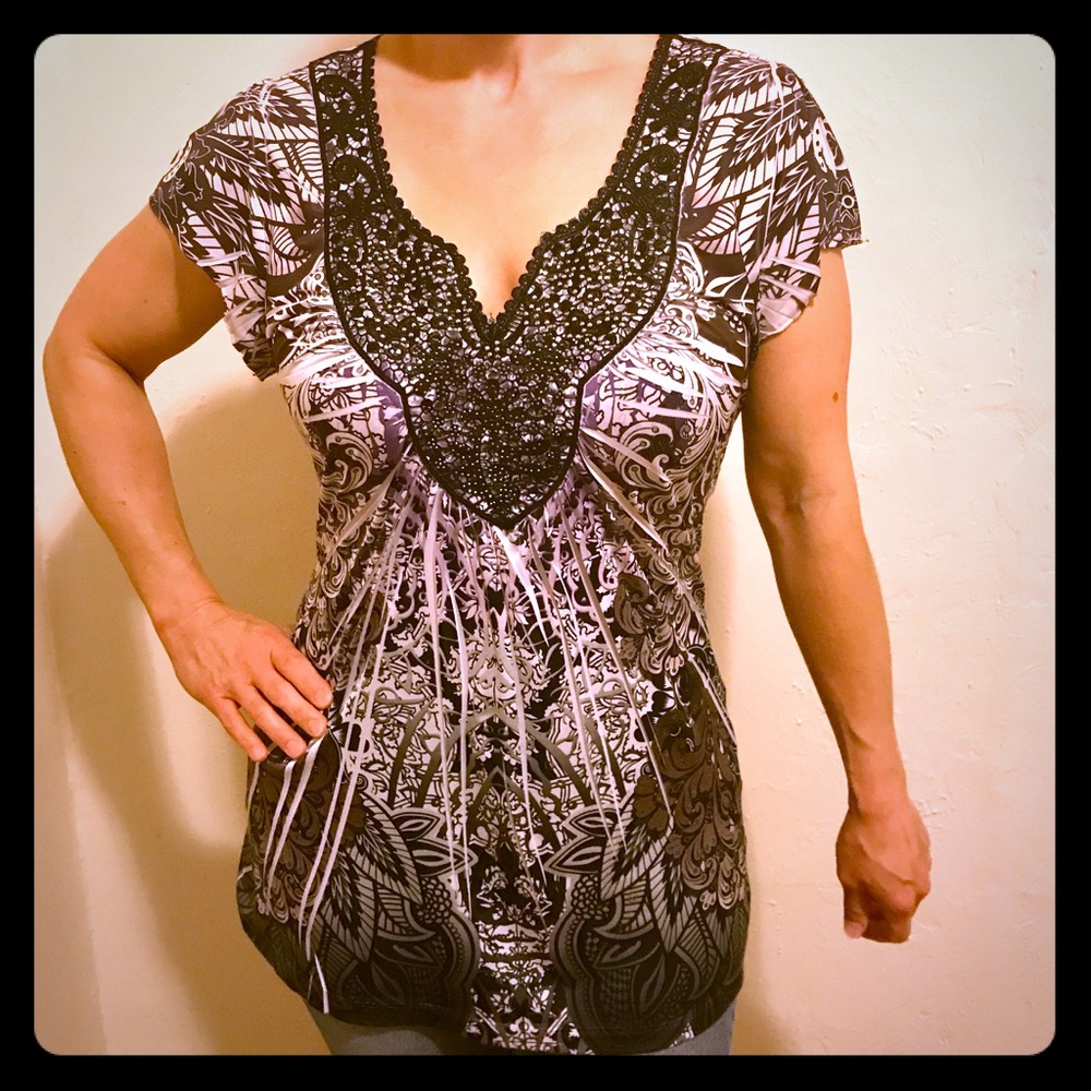 Apt. 9 V-Neck Embellished Top