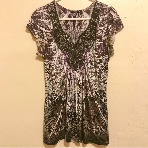 Apt. 9 V-Neck Embellished Top - Picture 2 of 6