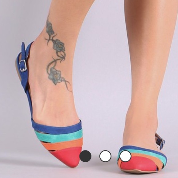 Last Pair! Color Block Slingback Flats Faux Suede - Picture 6 of 6
