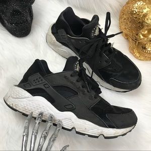 Nike air huaraches black white custom spikes
