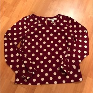 Burgundy Polka Dot Top