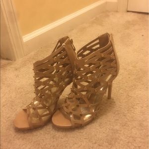 beige/cream studded heels