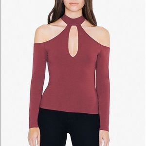 American Apparel Sloan Cut Out Choker Top Cabernet