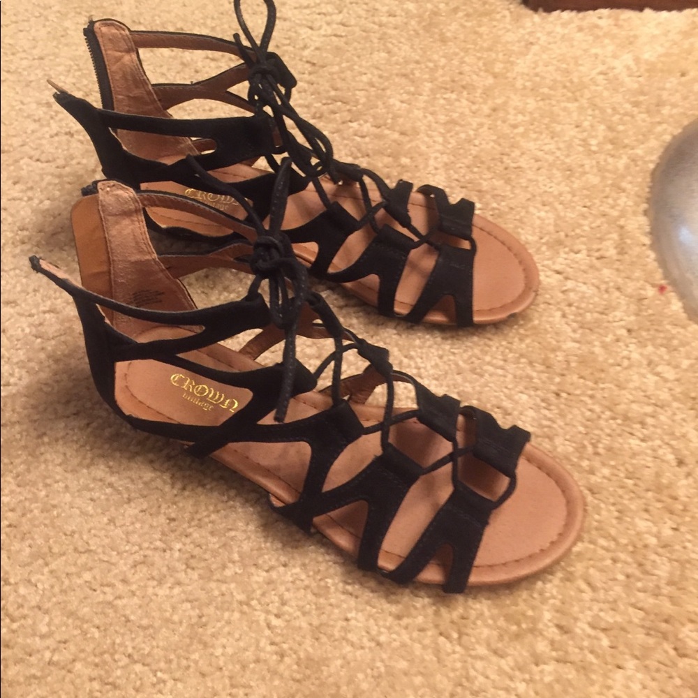 Crown Vintage black suede lace up sandal