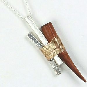 Wood and Metal Abstract necklace